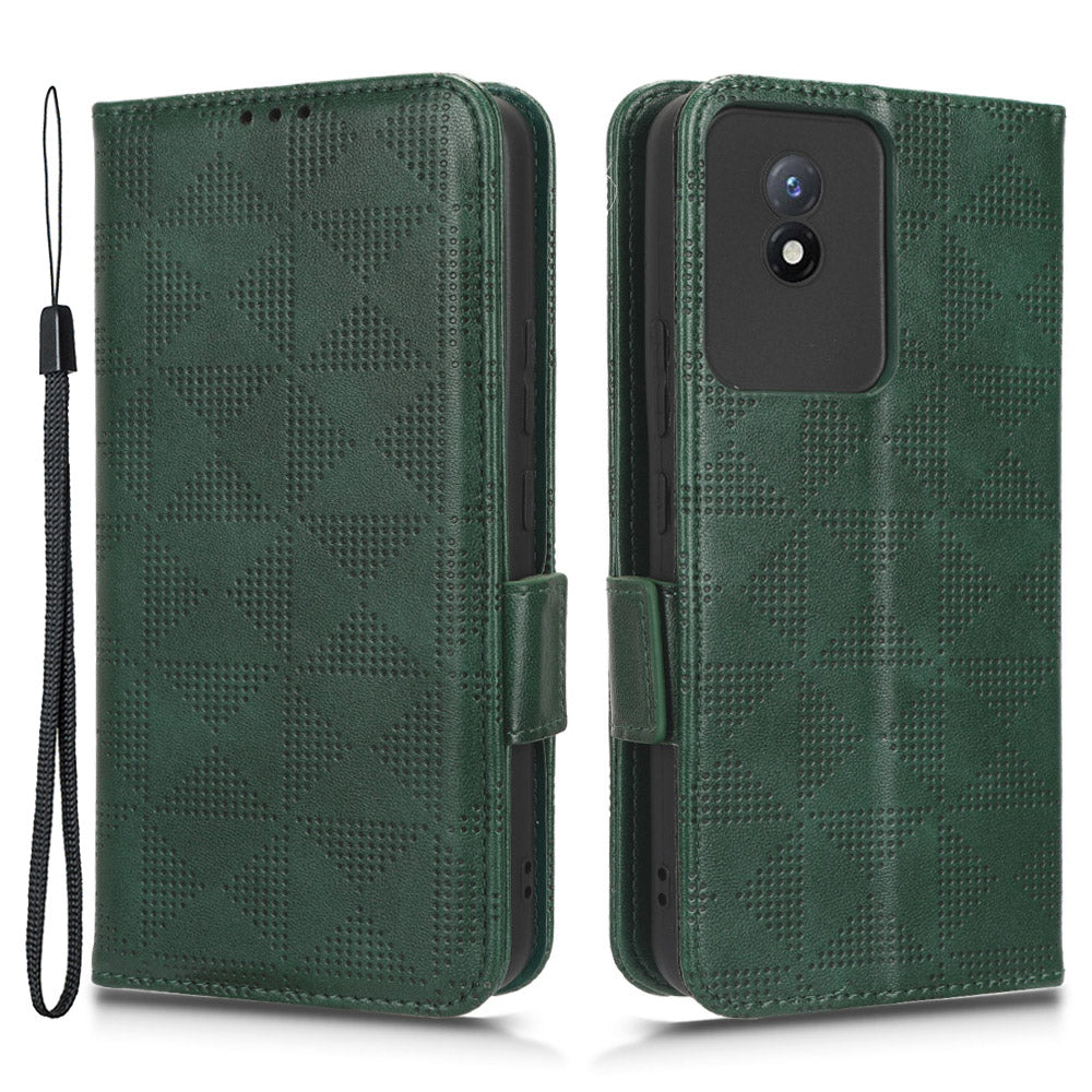 For vivo Y02 4G Protector Case PU Leather Imprinted Triangle Pattern Stand Phone Cover Wallet For vivo Y02 4G Protector Case PU Leather Imprinted Triangle Pattern Stand Phone Cover Wallet